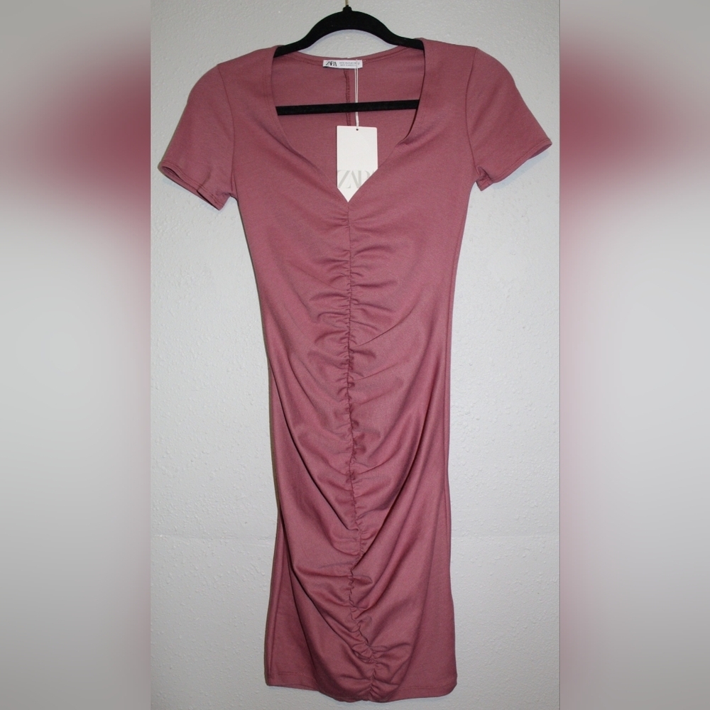 Zara Pink Ruched Dress